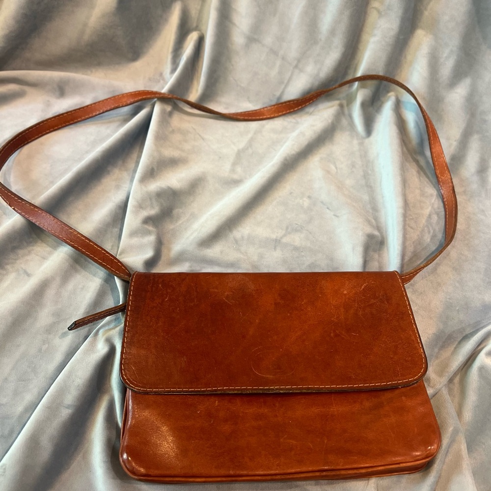 Vintage Von Baer Leather Shoulder Carrying Bag Brown Von Baer Leather